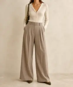 Pleated Wide-Leg Trousers