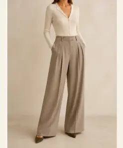 Pleated Wide-Leg Trousers - Image 3